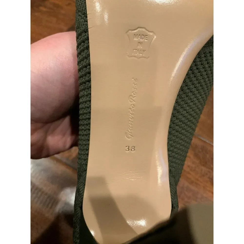 Gianvito Rossi Knit Vires Green 5 Star Knit Fabric Peep Toe Booties, Size 8 / 38 - Picture 10 of 10